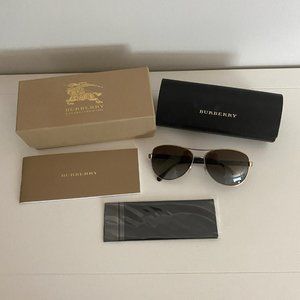 Burberry B3080 1145/T5 Sunglasses; Gold and Beige Frame; Brown Polarized
